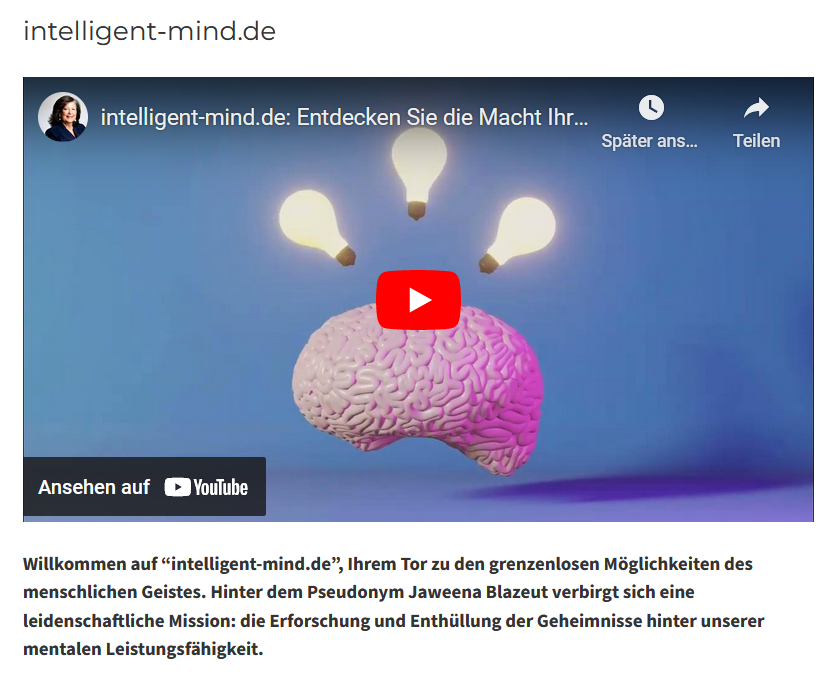 Intelligent Mind: Ein Blog an der Schnittstelle von Persönlichkeitsentwicklung und Intellekt